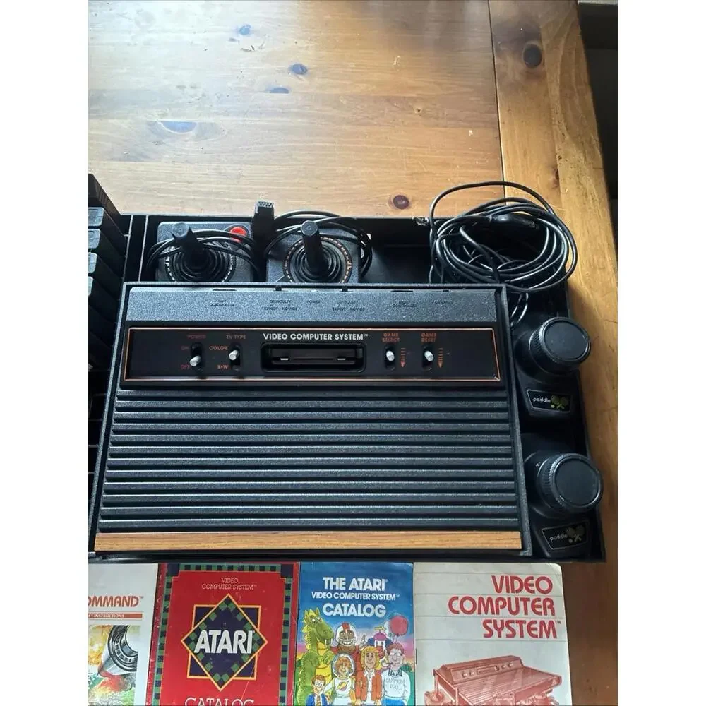 Atari 2600a Console Woodgrain Controller Games & Hartzell Organizer Works
